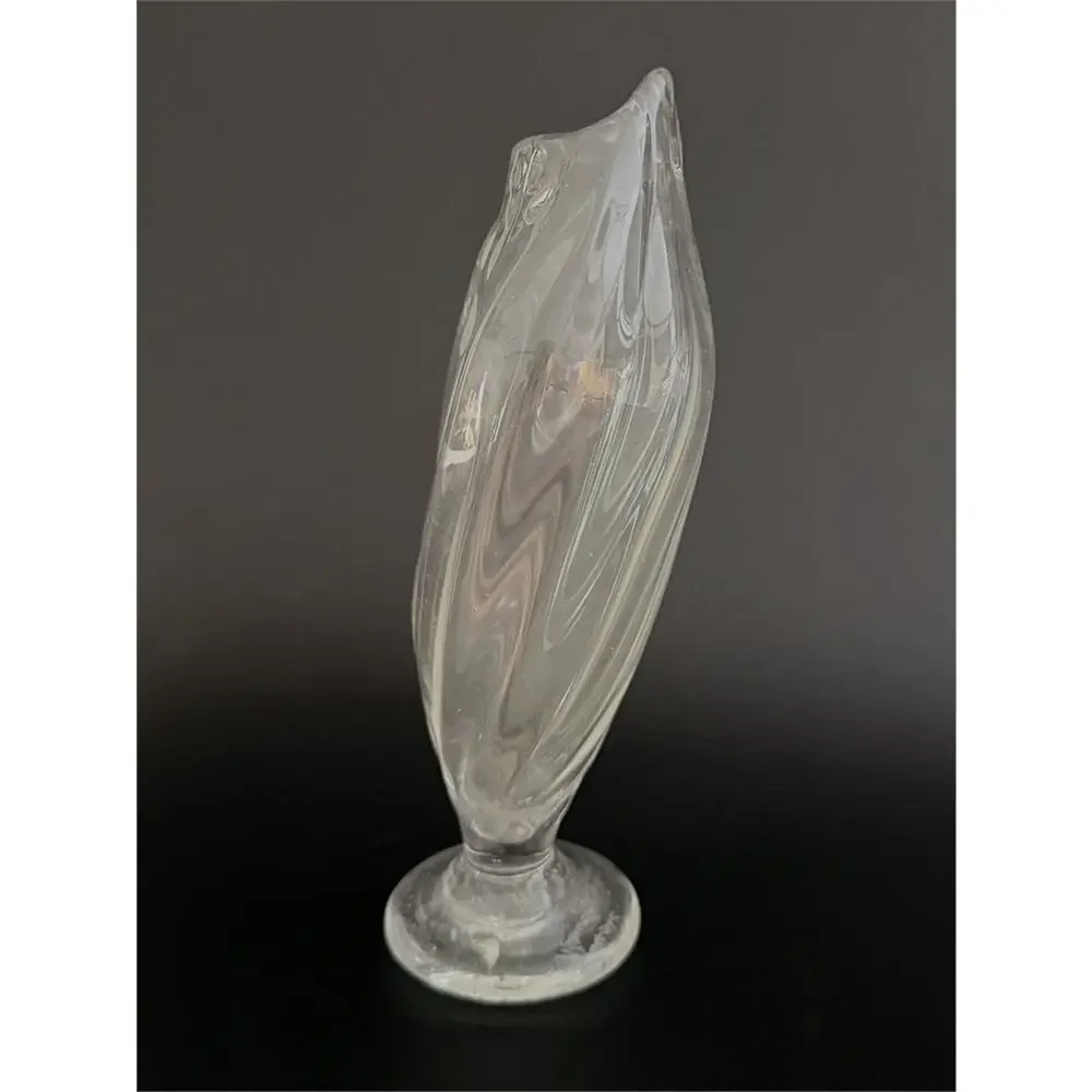 Loren Mauds Handblown Glass Vase Signed Swirl Art Glass 7.5 Inch Free Shipping
